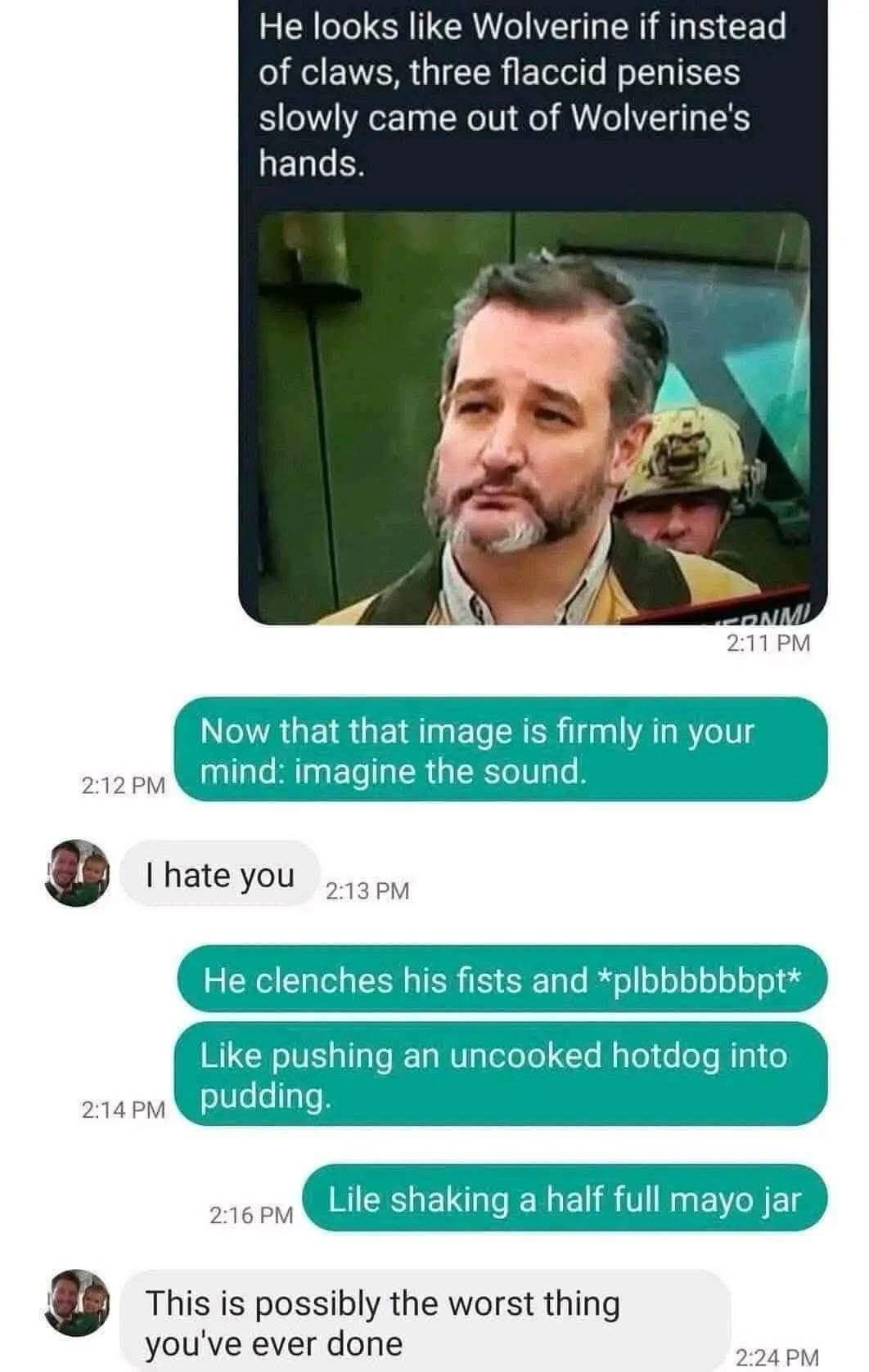 Someone sent me this cursed image and now I can't unsee it or unhear the sounds they described