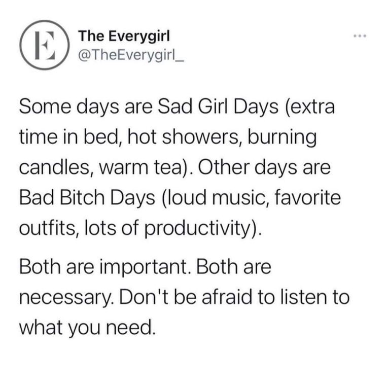 My brain when I'm trying to decide if today is a cozy sad girl day or a hustle bad bitch day