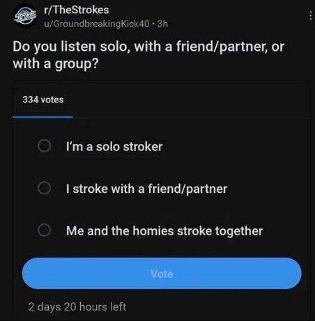Someone made a poll asking how people listen to The Strokes, and it got unintentionally sus.