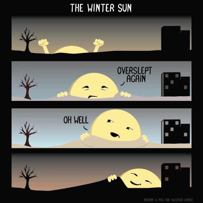 The sun oversleeping again and deciding to just go back to bed