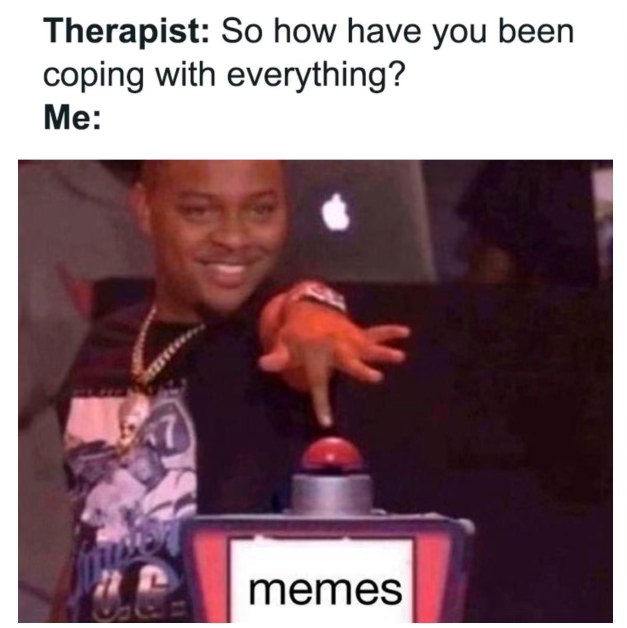My entire coping mechanism is just pressing this button labeled 'memes'
