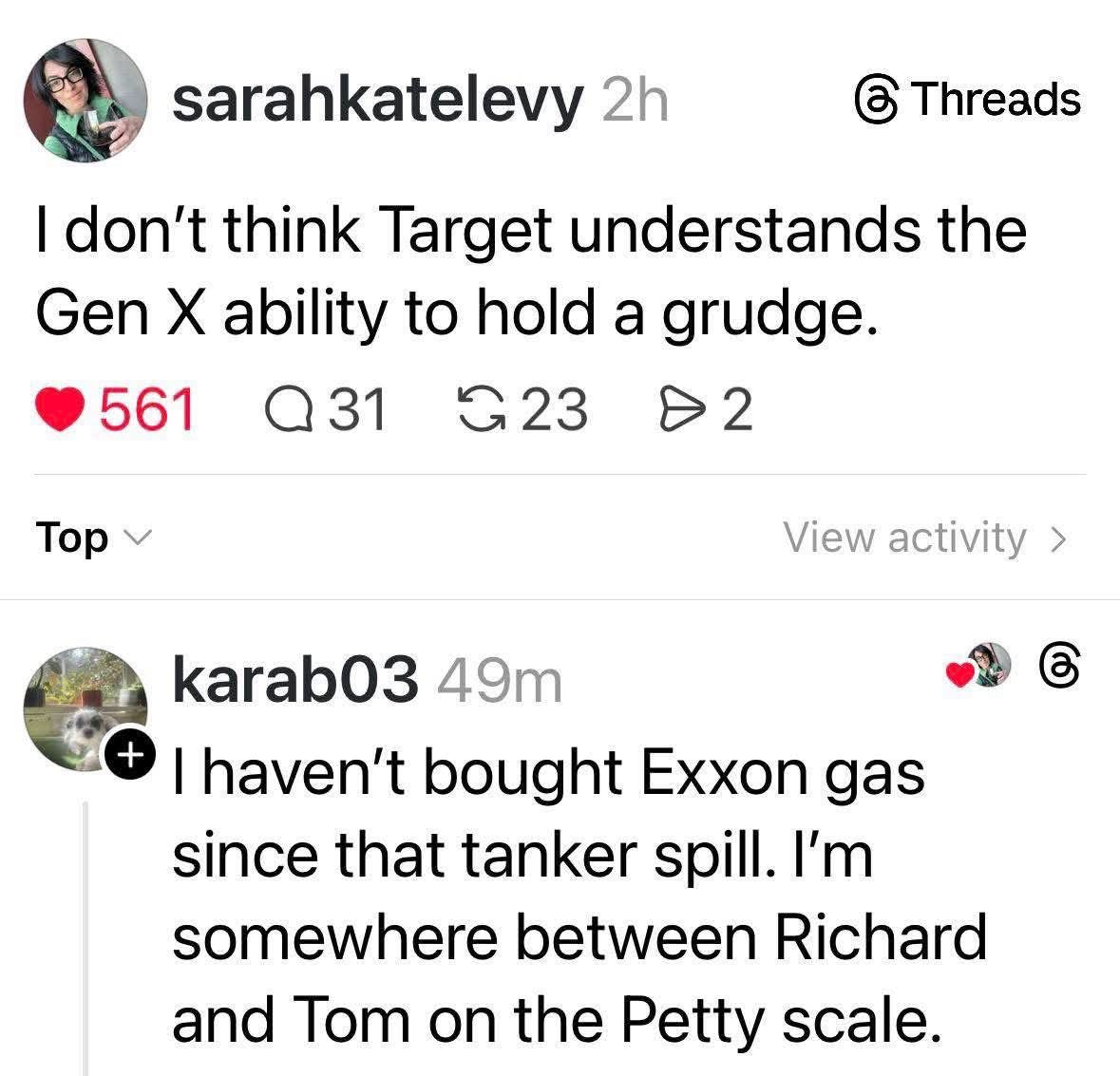 Gen X is holding grudges over a tanker spill and Target doesn't get it