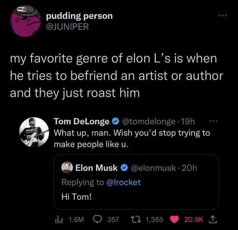 LMAO Tom DeLonge just roasted Elon Musk when he tried to talk to him.