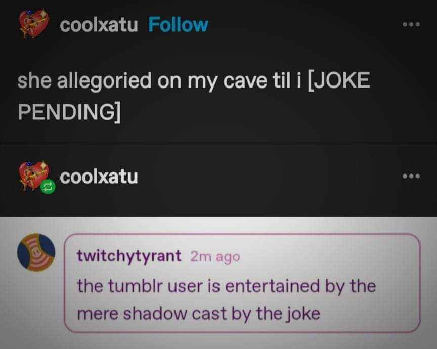 This dude really tried to make a deep meme but ended up just saying the joke is pending lol