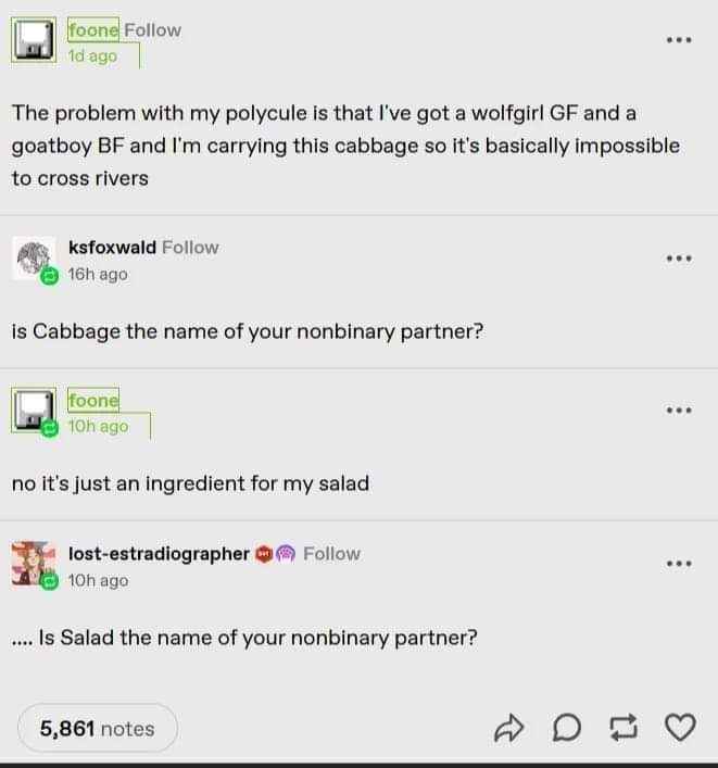 The wild accusations when someone just wants to make a salad lol