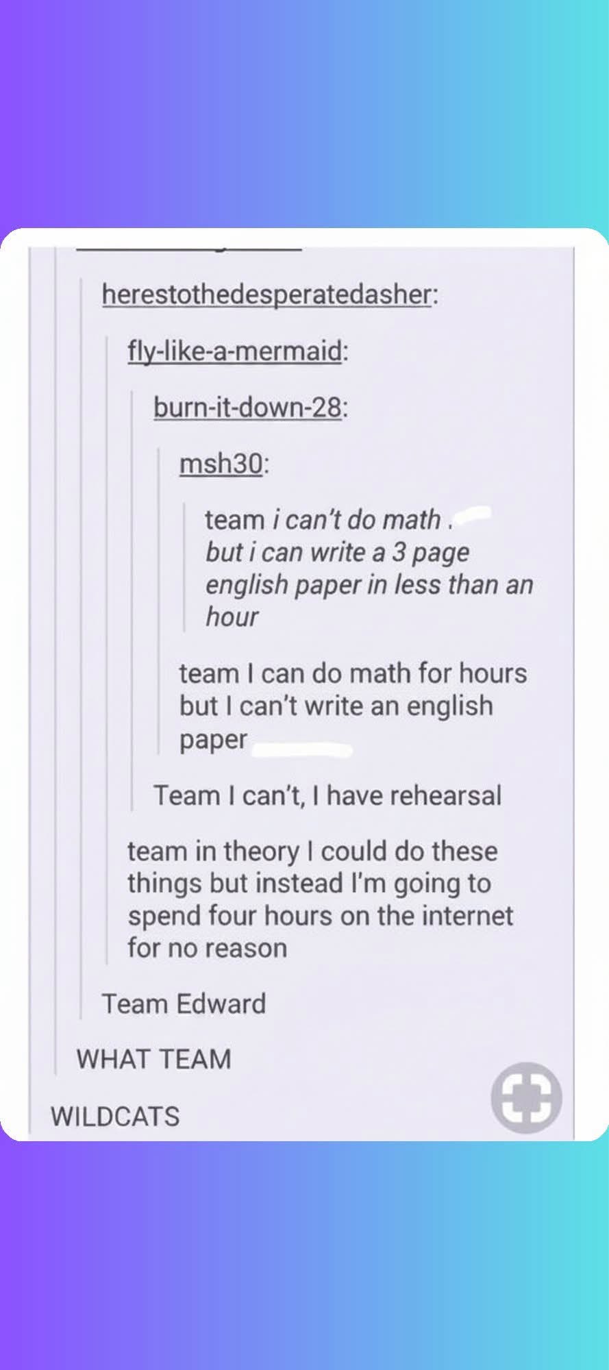 Everyone picking their "team" based on their procrastination style lol