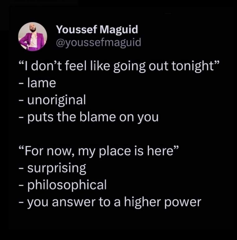 Which one are you? I'm def the 'higher power' guy rn