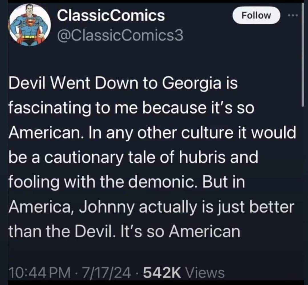 This tweet perfectly explains why Devil Went Down to Georgia is the most American song ever