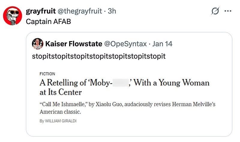 This person is really tired of Moby Dick retellings lol