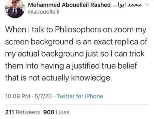 Trying to flex on philosophers by faking your background so they think you have actual knowledge