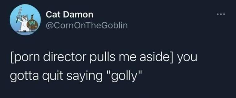 When the porn director tells you to stop saying 'golly'