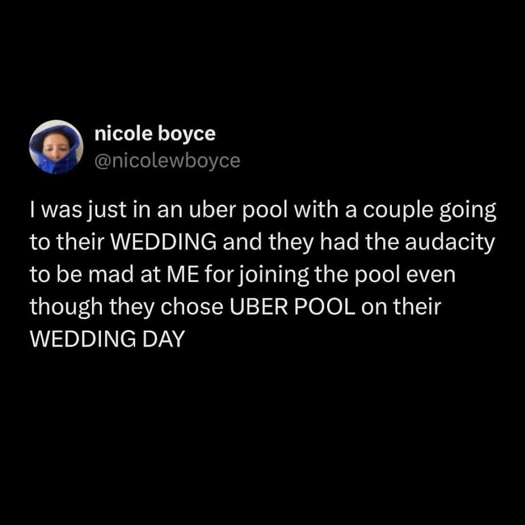 This couple chose Uber Pool on their wedding day and then got mad someone else joined their pool? Make it make sense.