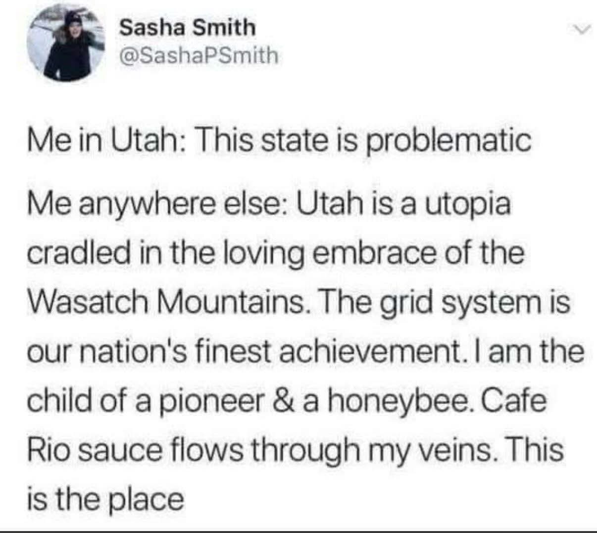 When you love Utah but also know it's problematic, it's a whole mood.