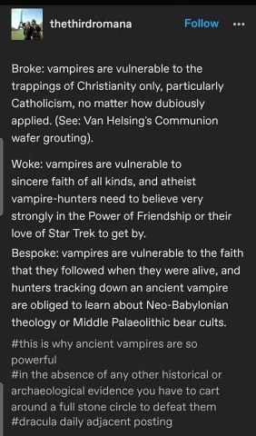 Vampire weakness is wild: it's either Catholicism, friendship, or like ancient bear cults?