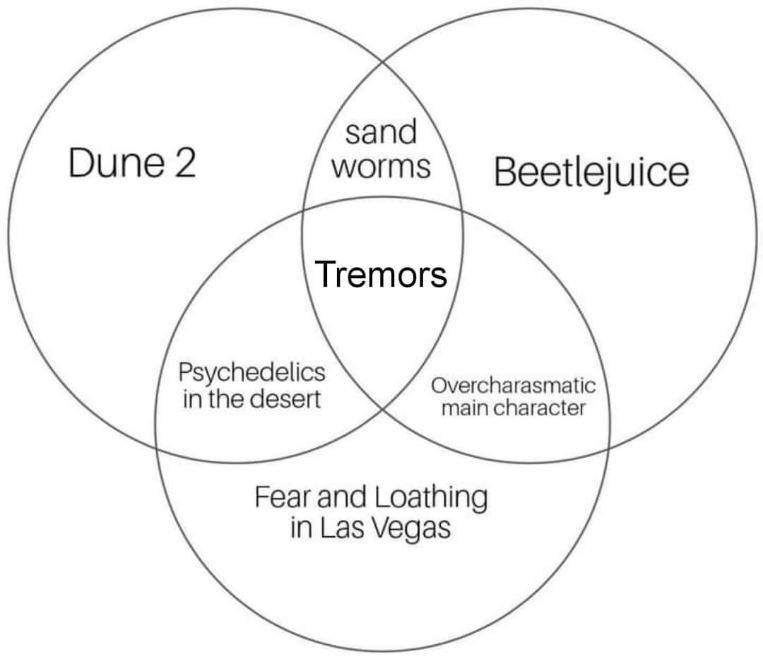 Who knew 'Tremors' was the perfect overlap between sand worms and overcharismatic main characters?