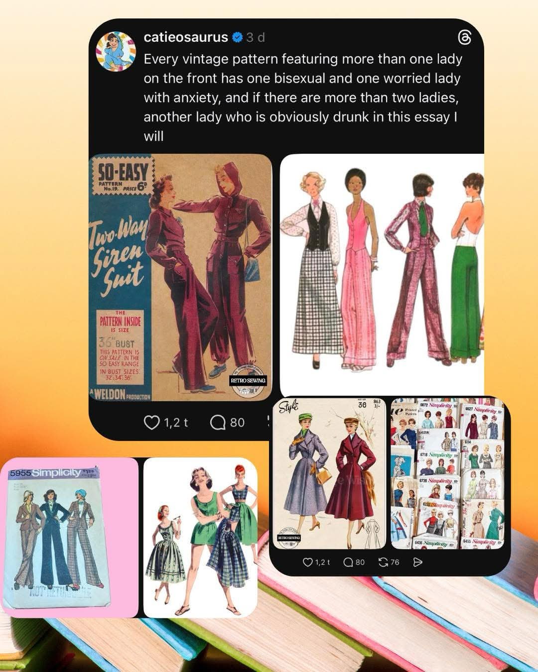 Vintage sewing patterns are always a mood, and this one's got the characters down.
