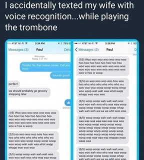 Lol, the voice text went haywire while they were playing the trombone.