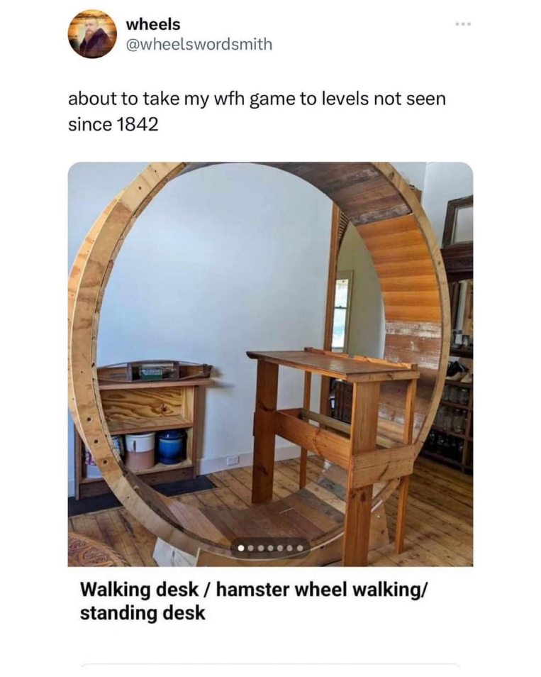 My WFH setup is basically a giant hamster wheel for me, for real though