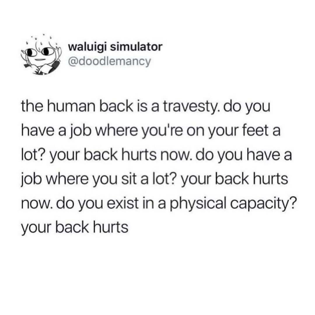 lol, pretty much sums up why my back always hurts