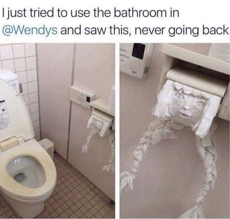 Ok this Wendys bathroom toilet paper fold is kinda terrifying, nope.