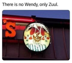 When the Wendy's sign actually looks possessed and you remember Ghostbusters