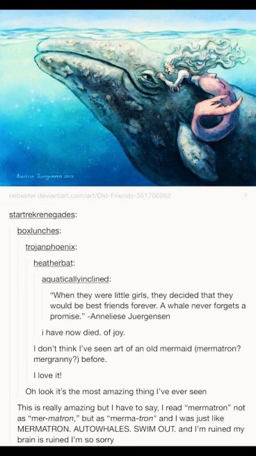 This one person totally misread 'mermatron' as 'merma-tron' and now can only think of auto-whales. Same.