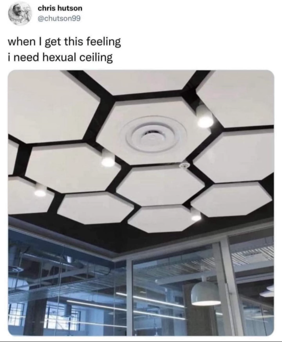 When you see a ceiling that looks like honeycomb, and you just want to get stuck in it.
