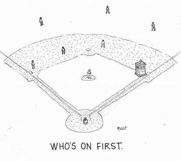 When the classic comedy sketch meets Doctor Who on a baseball field.