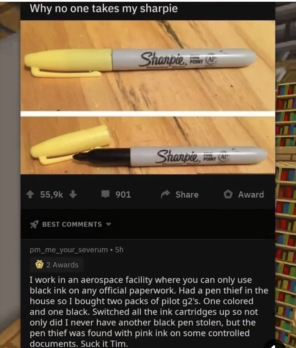 The pen thief strikes again, but this time they picked the wrong ink.