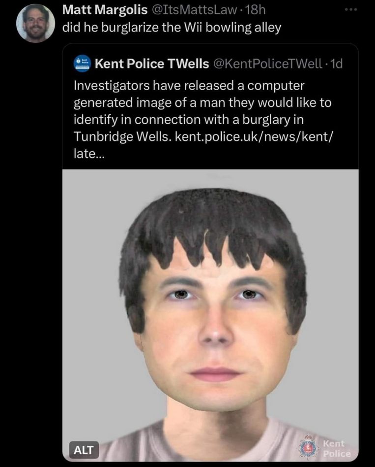 When you try to make a suspect sketch and accidentally draw the Wii Fit trainer