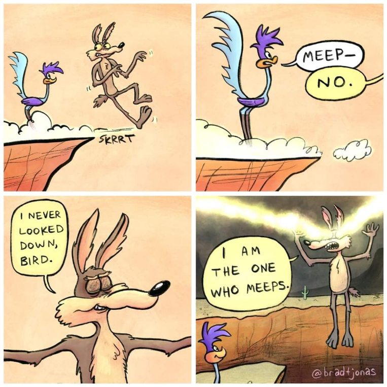 Wile E. Coyote channels his inner John Wick after Road Runner tells him to meep.