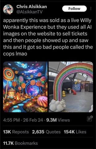 Expectation vs Reality: The Willy Wonka Experience was apparently so bad they actually had to call the cops lmao