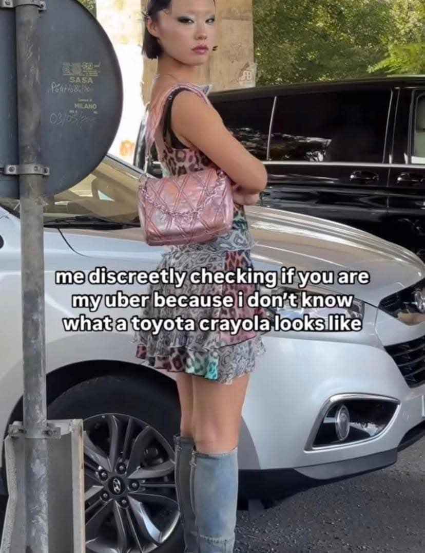 Me trying to spot my Uber but legit having no clue what a Toyota Crayola even looks like.