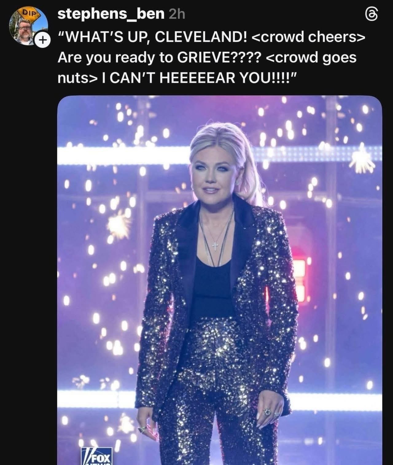 When you accidentally ask a crowd if they're ready to grieve, lol