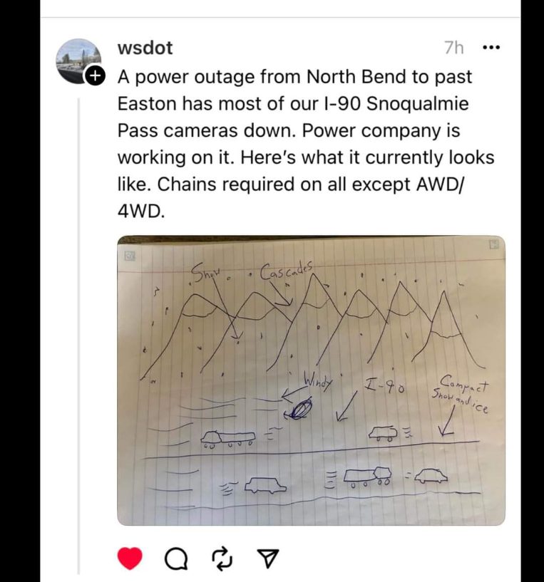 lol imagine the power outage so bad they had to draw the road conditions themselves for I-90