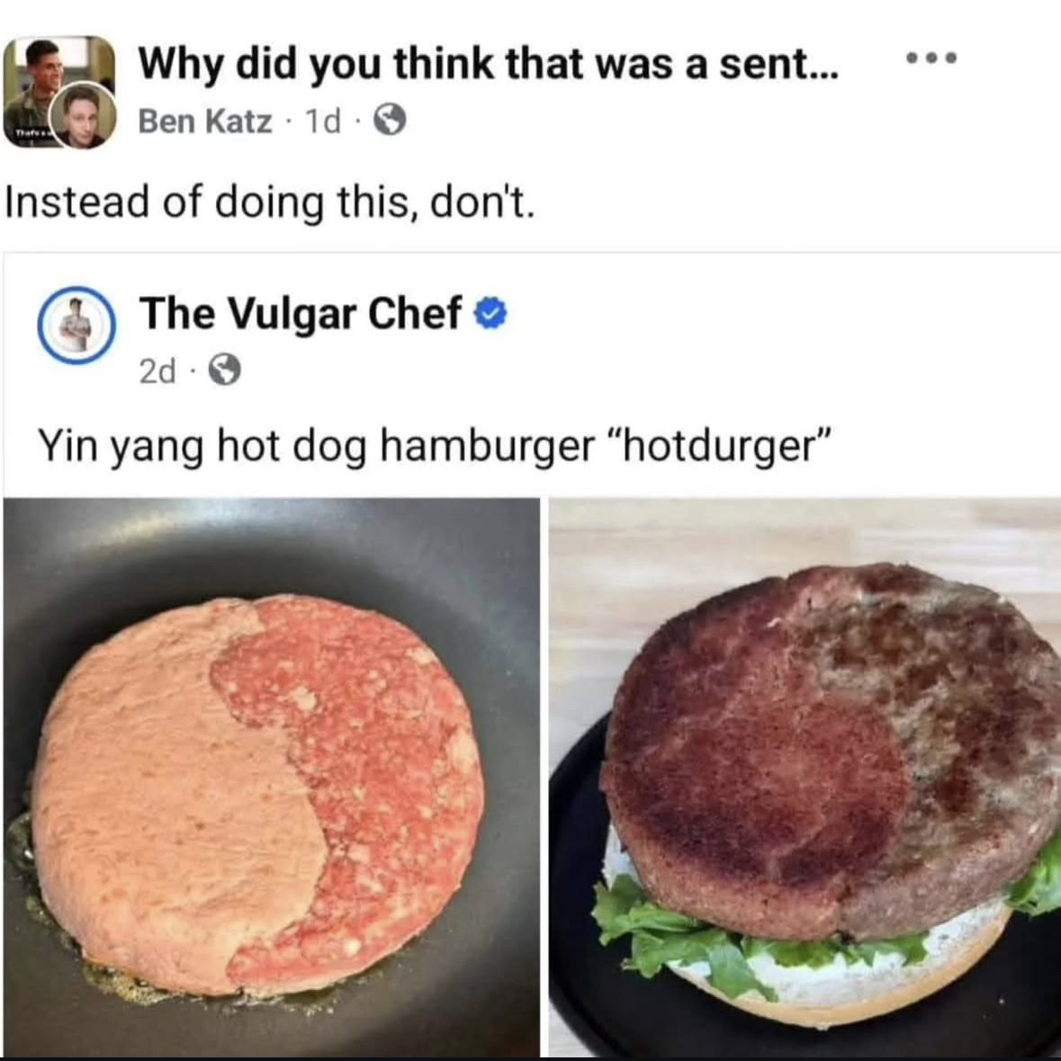 Someone tried to make a yin yang hot dog hamburger, and honestly, don't.