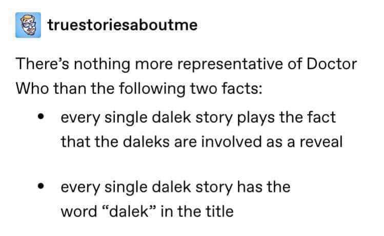 LOL literally every Dalek episode has the word Dalek in the title AND they're always revealed at the end