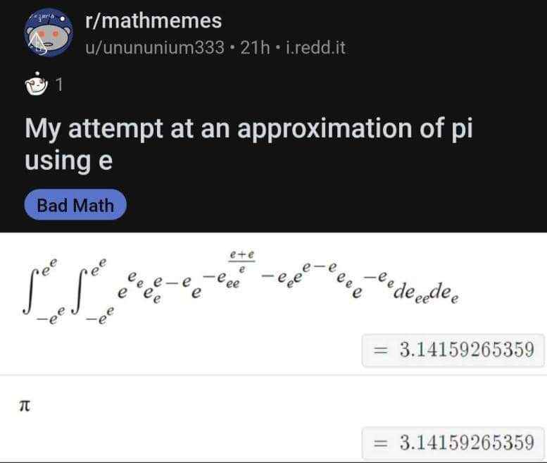When you try to approximate pi using e and somehow it works???