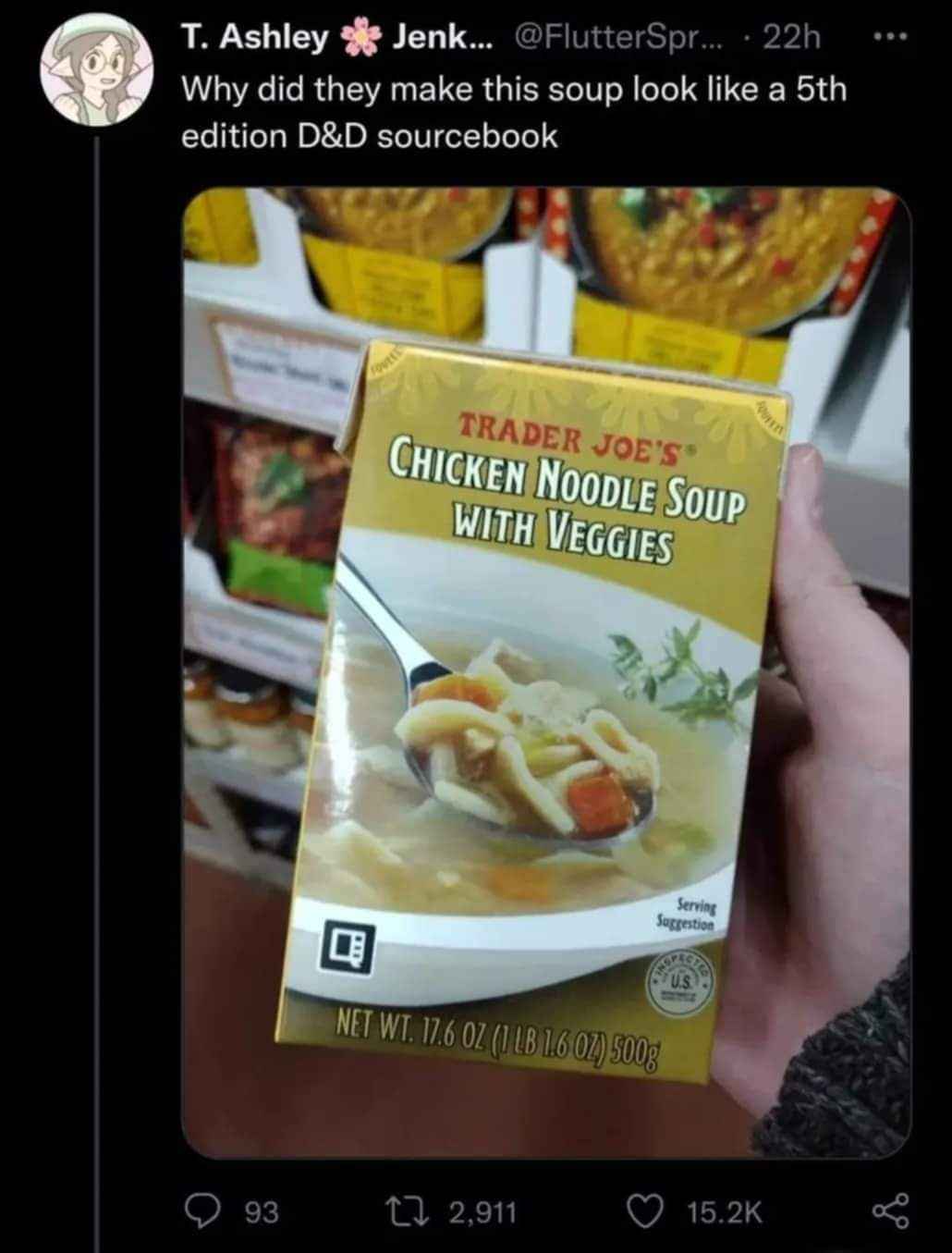 This chicken noodle soup box looks like it belongs in a Dungeons & Dragons campaign.