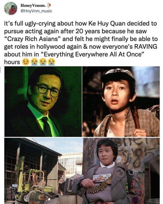 Ke Huy Quan's acting comeback is proof that sometimes you just need to see a movie about rich people to get your life together lol