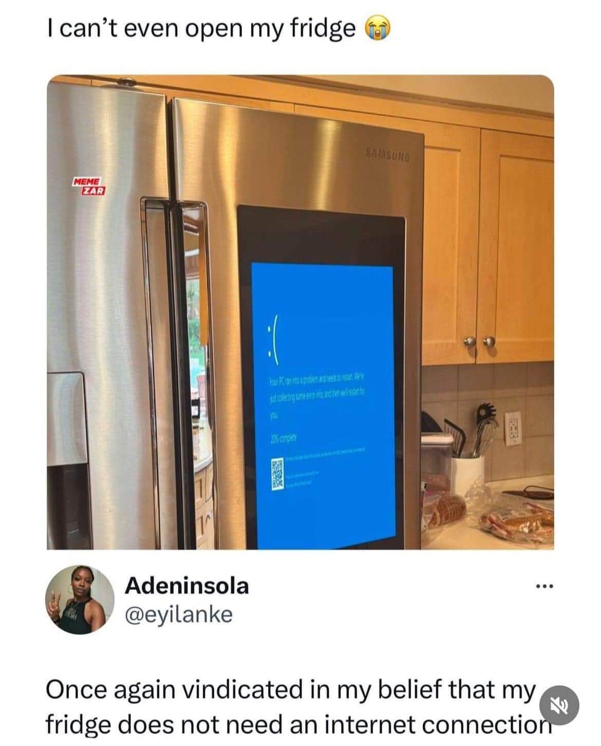 When your smart fridge decides to blue screen of death instead of giving you snacks