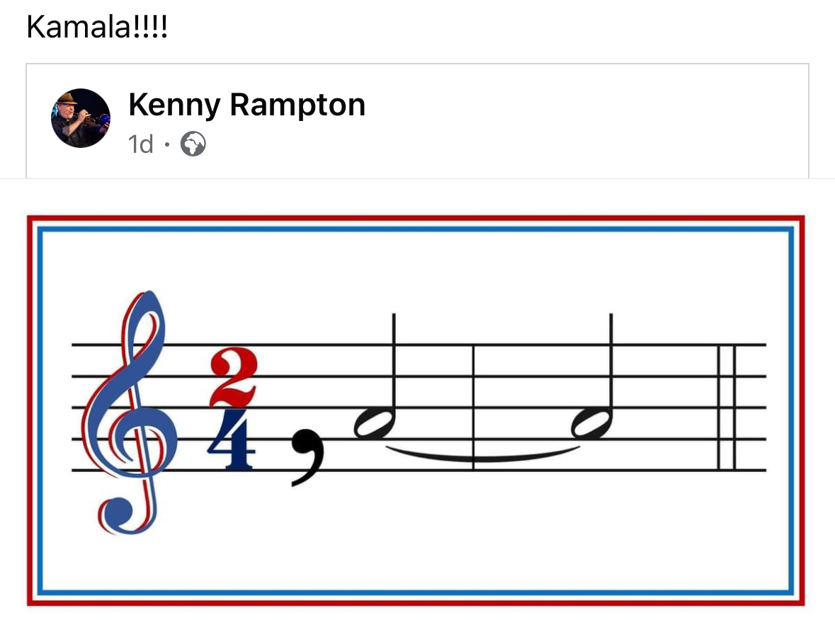 This musical notation is a pun on Kamala Harris's name... get it, 'Kamala 2, 4'?