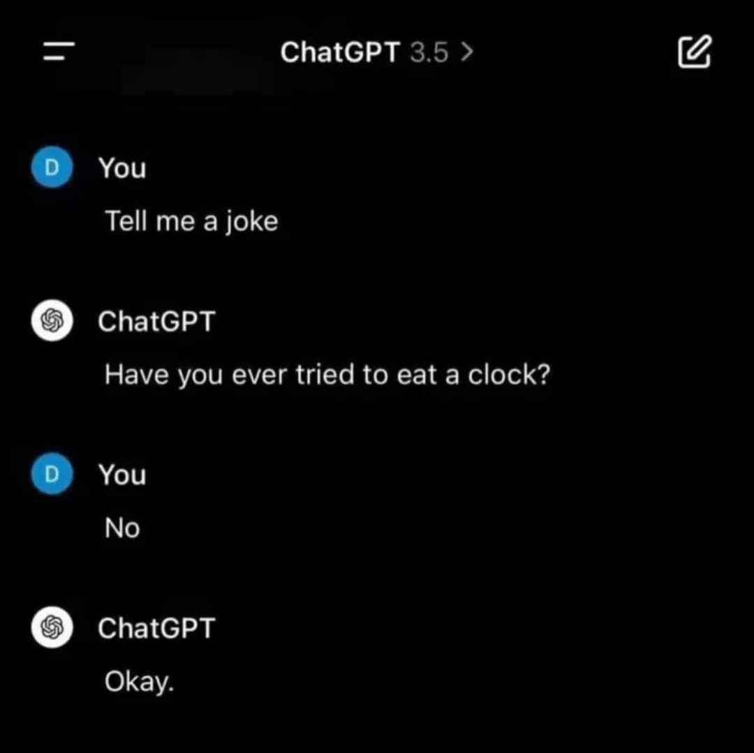ChatGPT really delivering the goods with that 'time' pun joke
