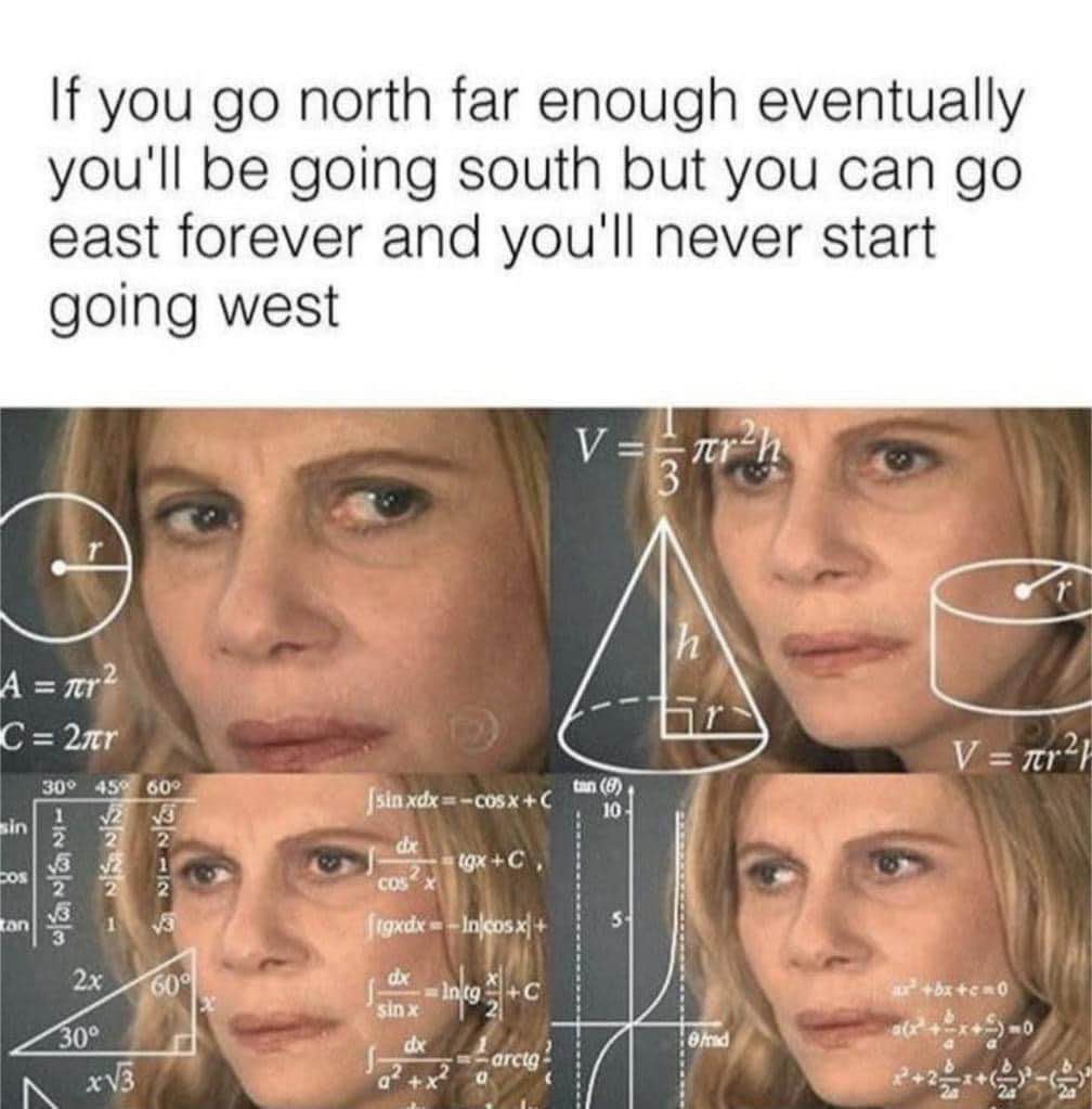 Trying to figure out the difference between north/south and east/west when you're stuck in a math problem