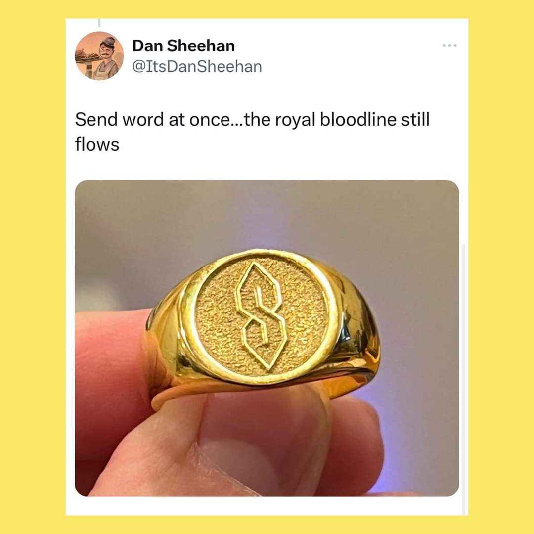 OMG is that the universal coolness 'S' symbol on a royalty ring? The childhood legend is real.