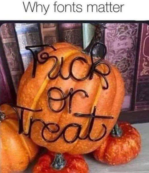 OMG the font choice completely changed the vibe of this Halloween decoration lol