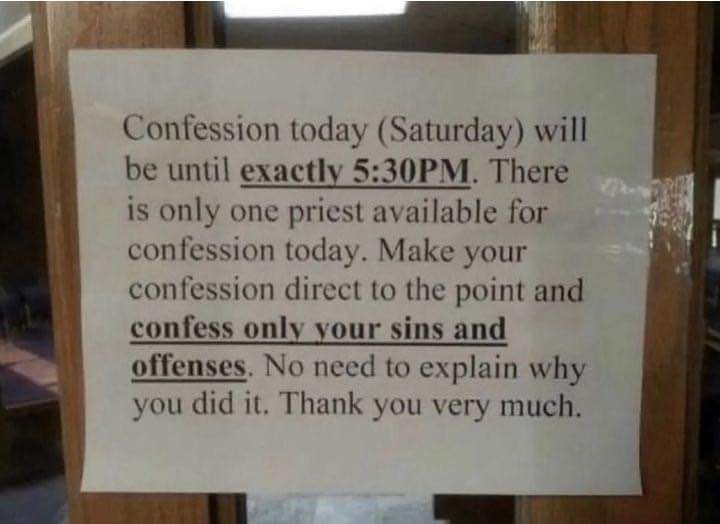 This church's confession sign has some bold instructions. Like, 'no explaining why'?