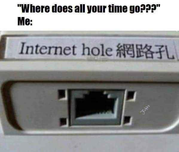 When someone asks where all my time goes and I show them the internet hole