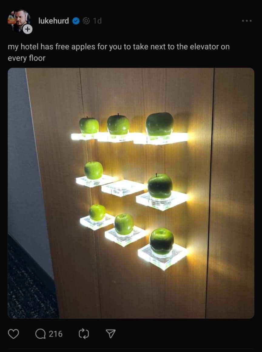 my hotel is really out here tryna keep us healthy, maybe too hard