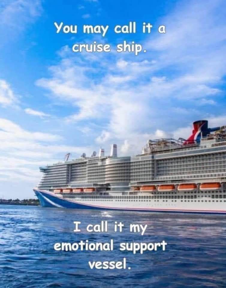 So it's not just me who calls a giant cruise ship their emotional support vessel?